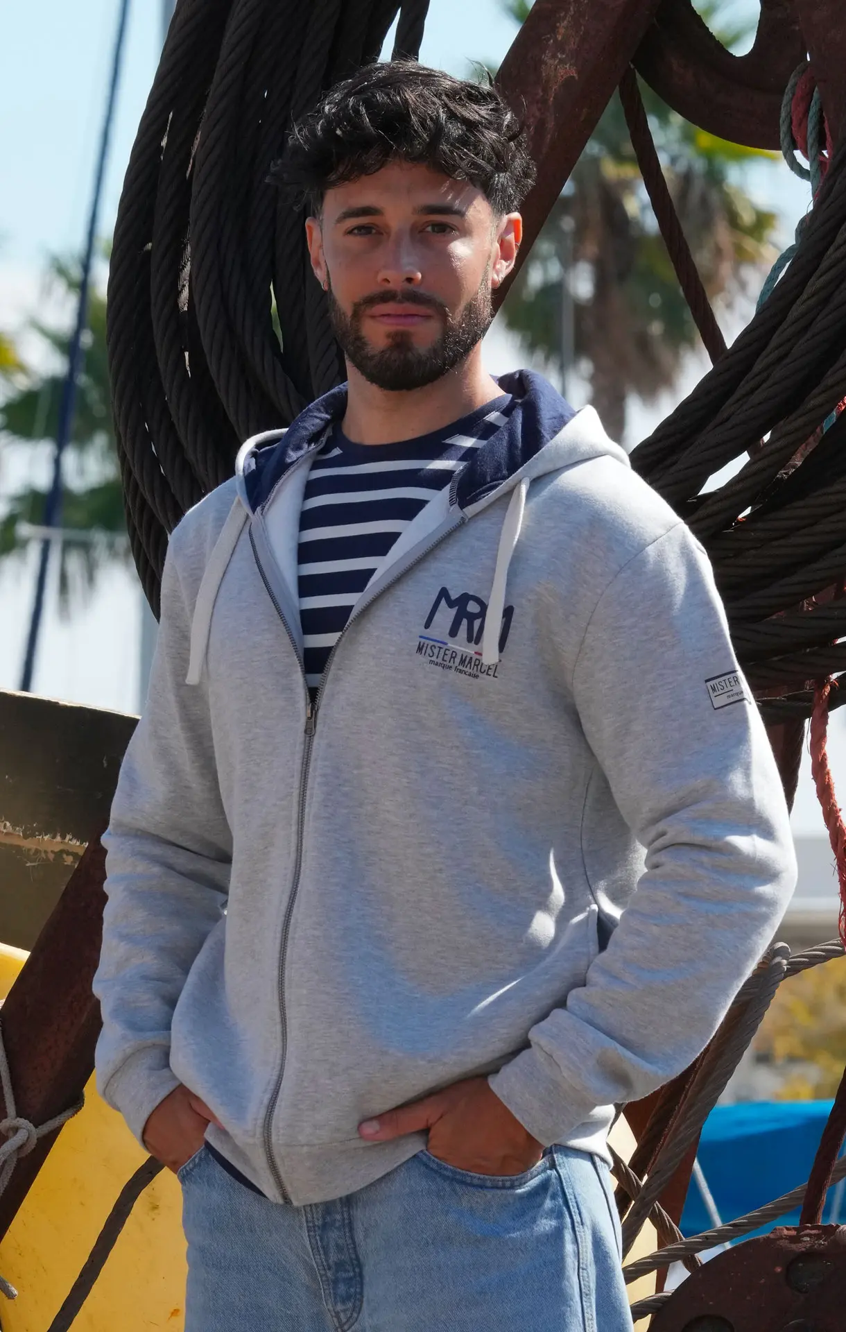 Pull à capuche zippé en Cachemire Homme gris argente | Eric Bompard