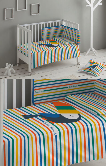 HOUSSE DE COUETTE COTON CRECHE 100X120 + 50X30 TUCAN MULTI