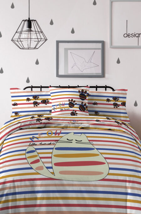 HOUSSE DE COUETTE COTON CHAT MX MULTI 140x200 cm