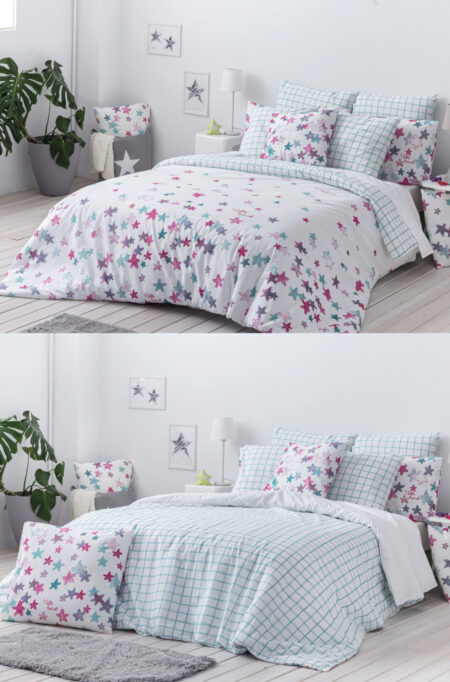 HOUSSE DE COUETTE COTON ETOILES/SQUARE 140x200 cm